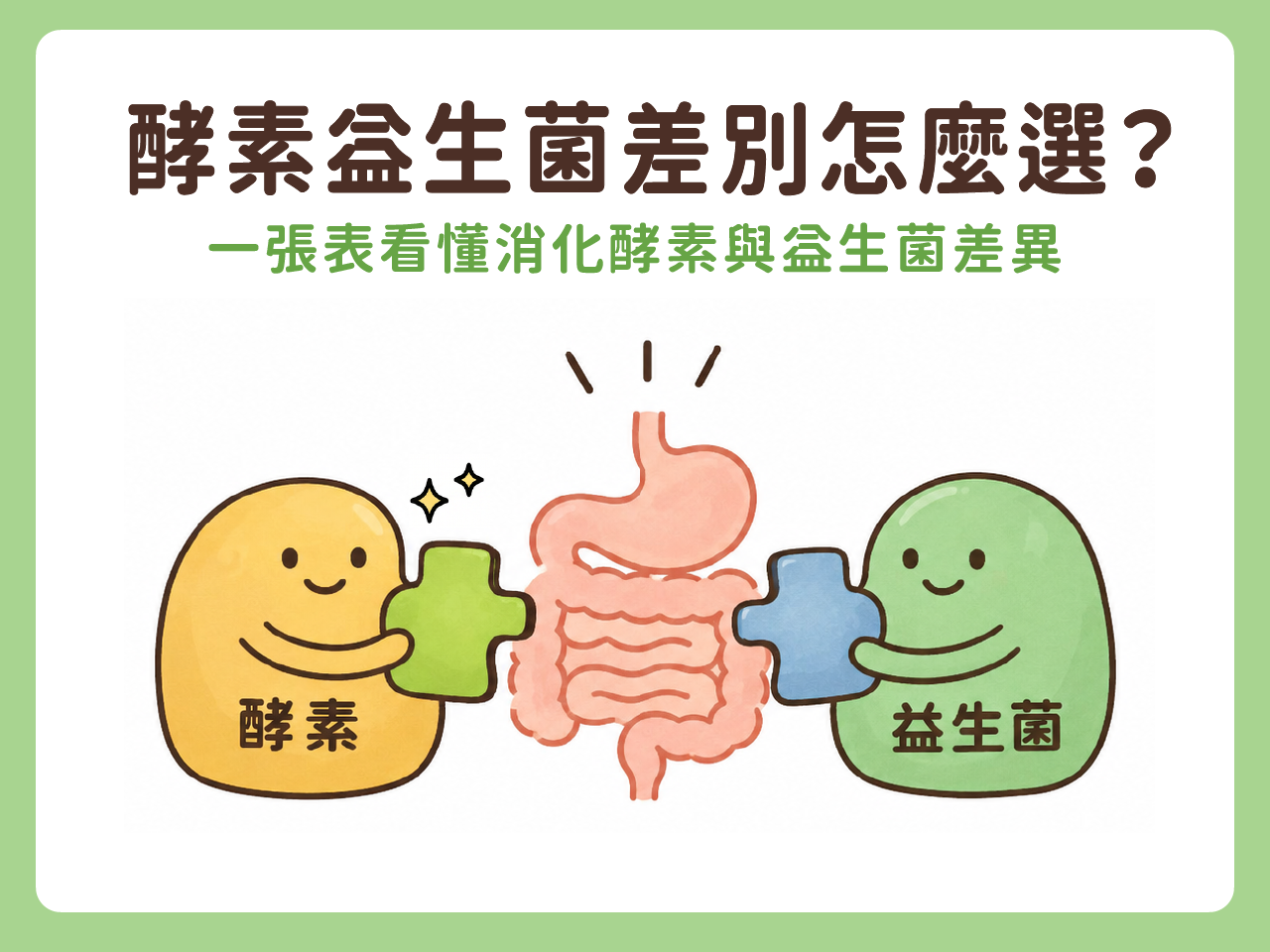 酵素益生菌差別怎麼選？一張表看懂消化酵素與益生菌差異，選對才有用！